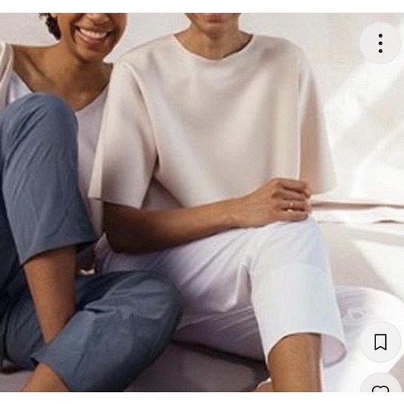 ADAY Waste Nothing Ivory Pale Gray Zipper Short Sleeve Vegan Jacket Size S XS - Picture 8 of 8